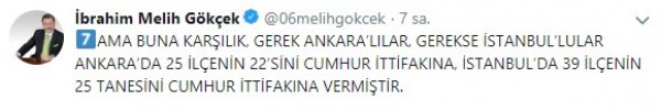 Melih Gökçek'in seçim değerlendirmesi