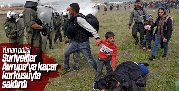 Sınırına dayanan göçmenlere Yunan polisinden müdahale