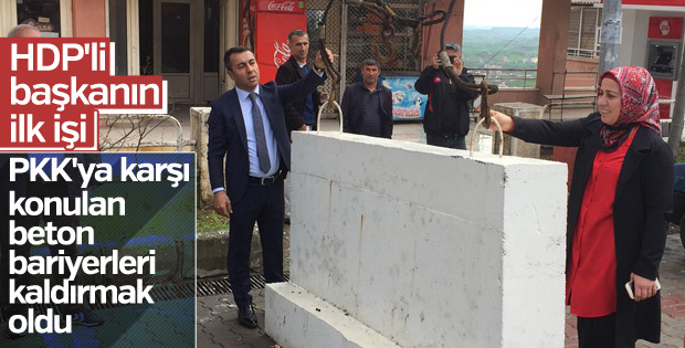 HDP'lilerin ilk çalışması: Beton bariyerleri kaldırmak