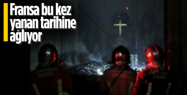 Macron yangının olduğu Notre Dame Katedrali'nde