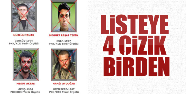 Dün öldürülen teröristlerden 4'ü gri listede