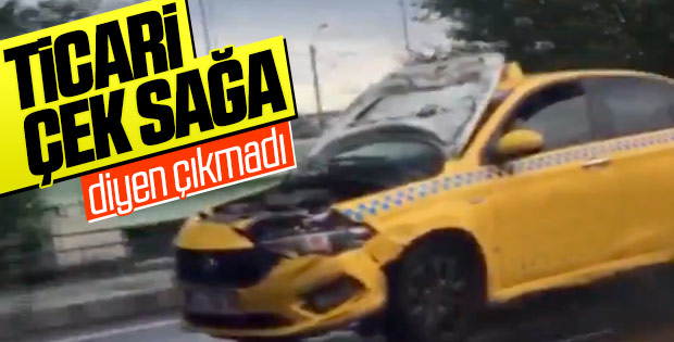 Kaputu açık halde seyreden taksici