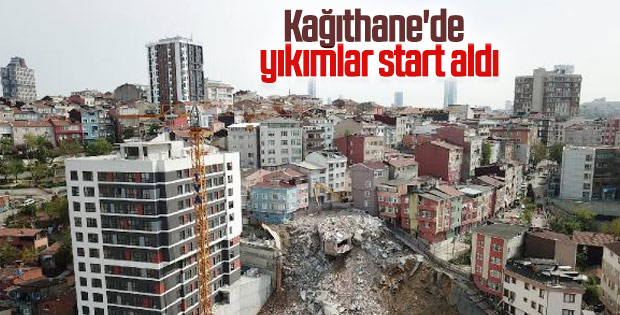 Kağıthane'deki riskli binaların yıkımına başlandı
