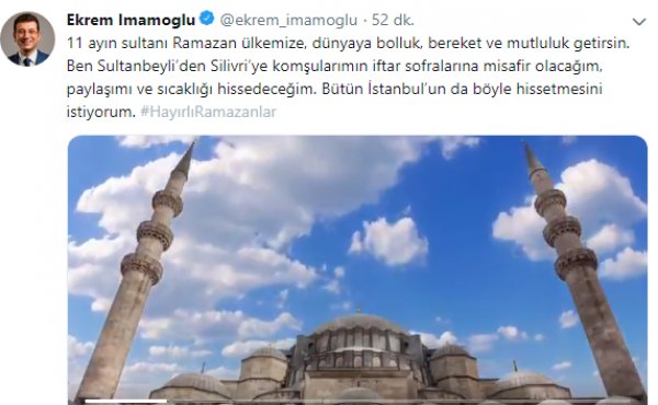 Ekrem İmamoğlu Ramazan mesajı yayınladı