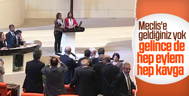 HDP'li vekiller Meclis'te kürsüyü işgal etti