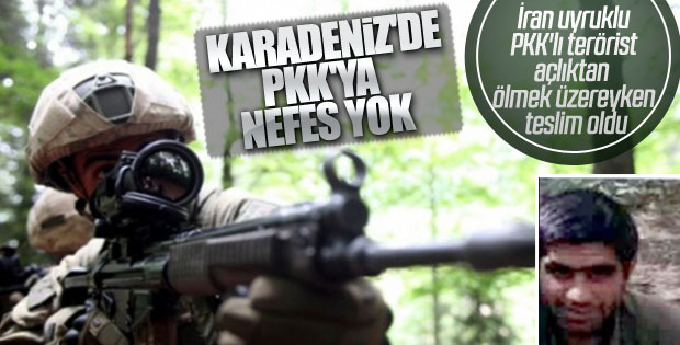 PKK'lı terörist açlığa dayanamadı