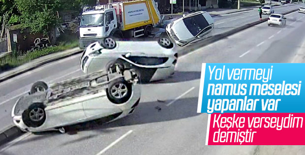 Sakarya'da kaza yapan araç karşı şeride uçtu