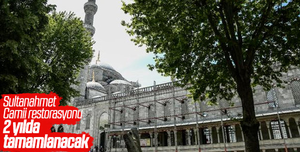 Sultanahmet Camii'nde restorasyon çalışmaları sürüyor