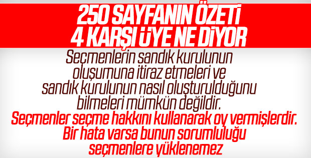 YSK'nın kararında olumsuz oy veren hakimlerin gerekçeleri