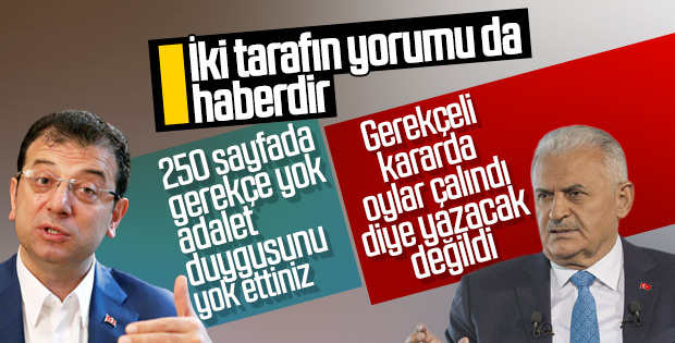 İmamoğlu ve Yıldırım'dan gerekçeli karara ilk yorum
