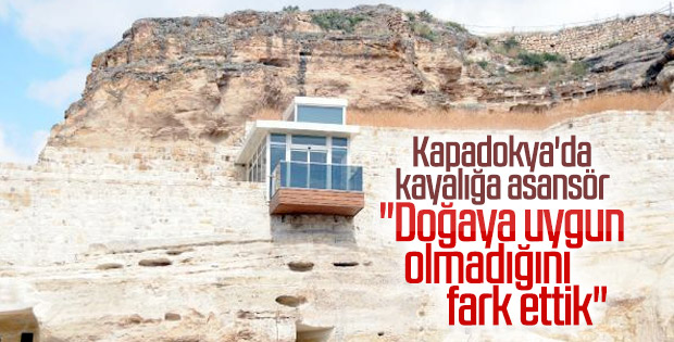 Kapadokya'da kayalığa yapılan asansör değiştirilecek