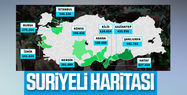 Suriyelilerin Türkiye'deki dağılımı