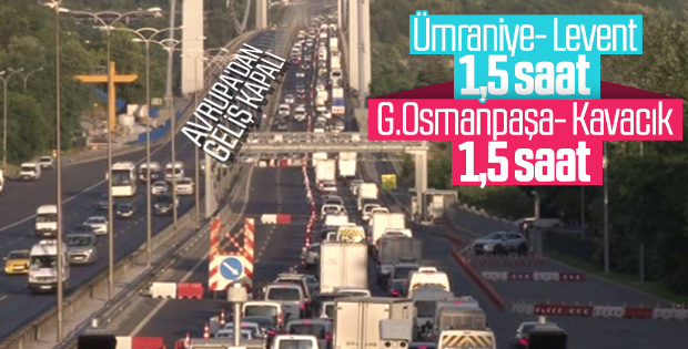 FSM'de kapanan şeritler trafiğe neden oldu