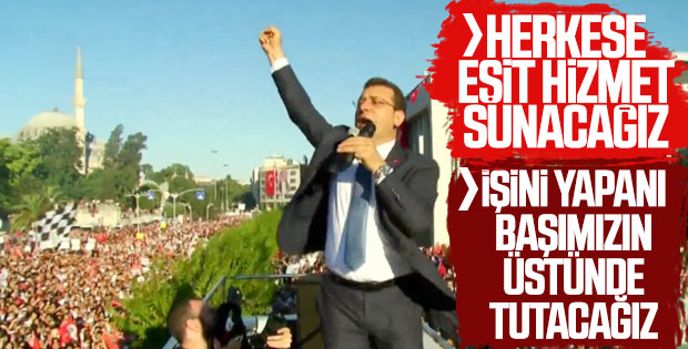Ekrem İmamoğlu belediye binası önünde konuştu