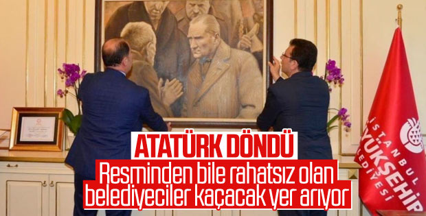 İBB Başkanı'nın odasına Atatürk resmi tekrar asıldı