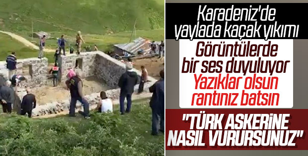 Gümüşhane'de kaçak yapı sahipleri askere saldırdı