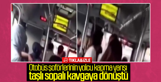 Yolcu kapma kavgasında şoförler sopalarla birbirine girdi
