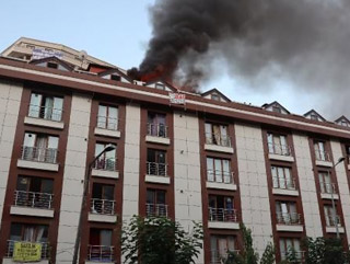 Şişli'de 9 katlı binada yangın