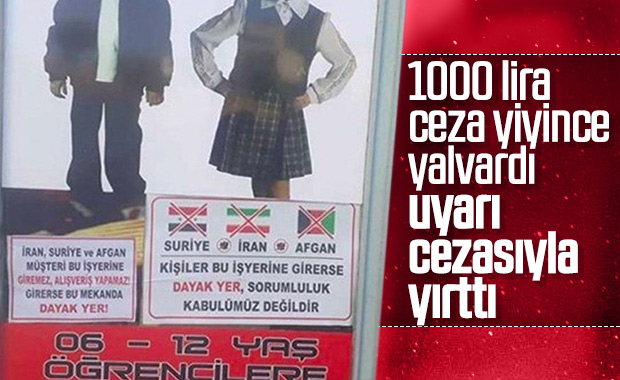 'Suriyeliler giremez' yazısına uyarı cezası