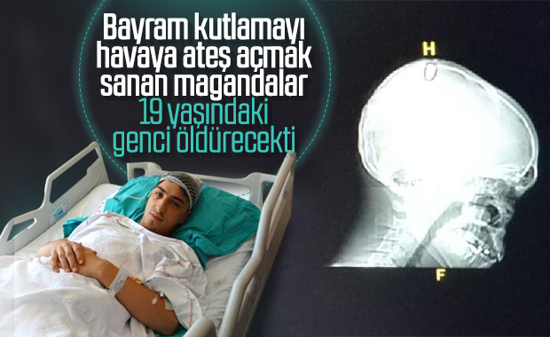 Bayram namazından çıkan gence yorgun mermi isabet etti