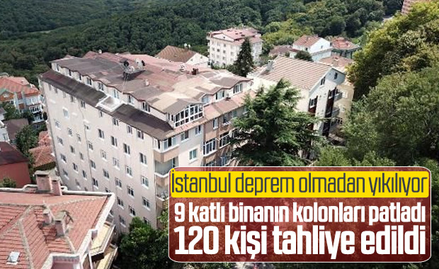 Sarıyer'de kolonları patlayan 9 katlı bina tahliye edildi