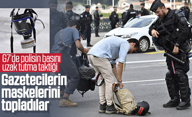 G7 Zirvesi'nde polis, gazetecilerin gaz maskelerini topladı