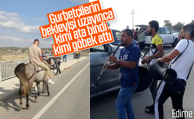 Gurbetçiler sınırda zorlu bekleyişi eğlenceye dönüştürdü