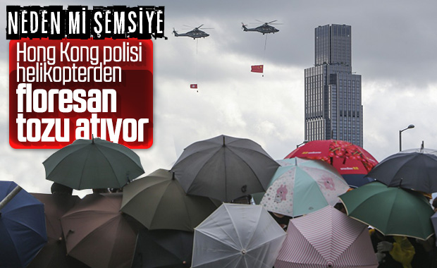 Hong Kong'da göstericilere floresan tozu atılıyor