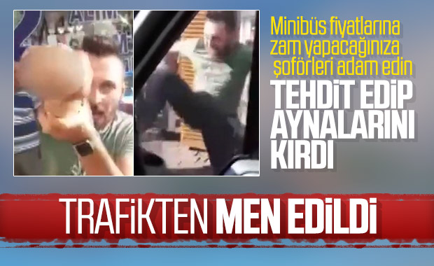 Terör estiren minibüs şoförüne trafikten men
