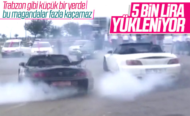 Yolu kapatıp lüks otomobilleri ile drift yaptılar