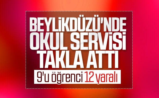 Beylikdüzü'nde okul servisi takla attı