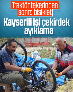 Kayseri'de bisikletle çekirdek ayıklama yöntemi 