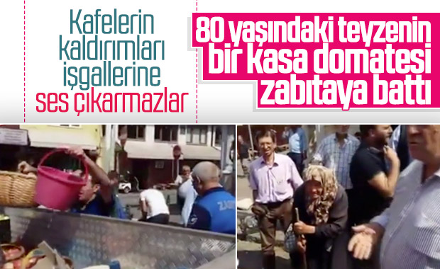 Zabıta 80 yaşındaki kadının tezgahını kaldırdı
