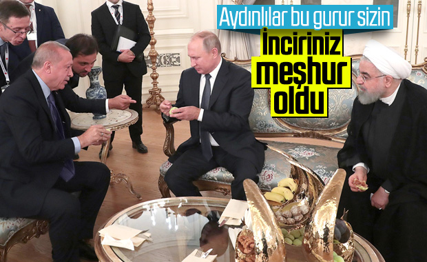 Erdoğan, Putin ve Ruhani'ye incir ikram etti