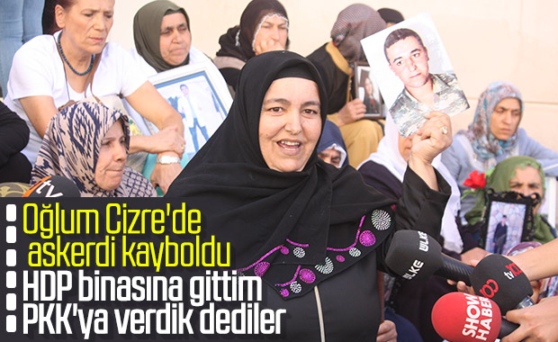 Oğlu askerdeyken dağa kaçırılan anne HDP önünde