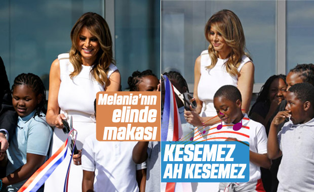 Melania Trump'ın makasla zor anları