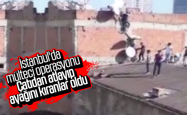 Mülteciler polis baskını sırasında çatıya kaçtı