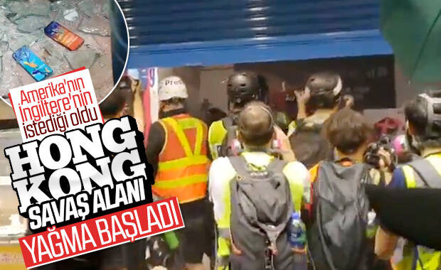 Hong Kong'ta telekomünikasyon mağazasını yağmaladılar