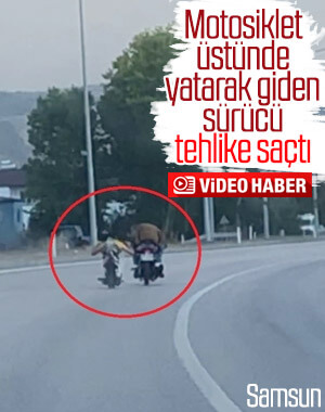 Samsun'da trafikte tehlike saçan motosikletli 