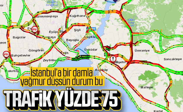 İstanbul'da yağmur trafiği kilitledi