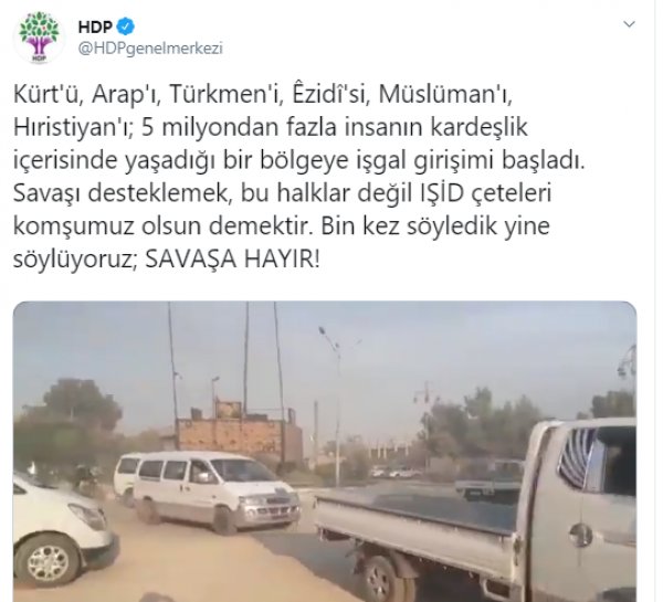 HDP, Barış Pınarı Harekatı'nı işgal olarak tanımladı