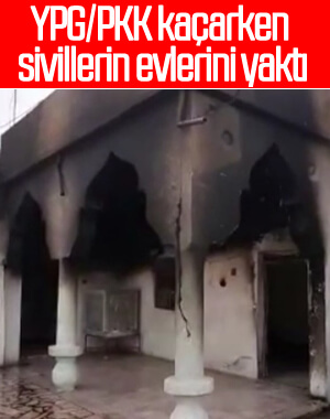 Tel Abyad'da YPG/PKK sivil evlerini yaktı