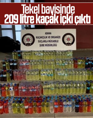 Adana'da tekel bayisindeki kaçak içkilere operasyon