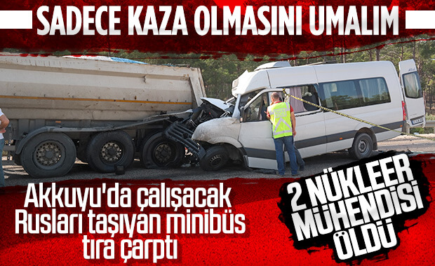Rus mühendisleri taşıyan minibüs kaza yaptı
