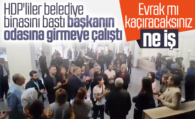 HDP'liler belediyeyi bastı, polis müdahale etti