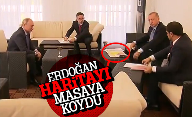 Erdoğan Putin'e güvenli bölge haritasını gösterdi
