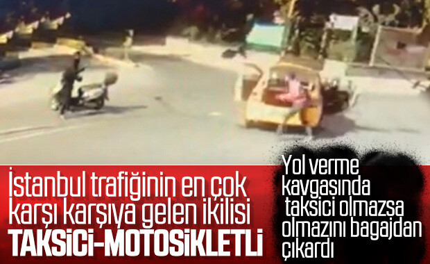 Beylikdüzü'nde taksici ile motosikletlinin kavgası