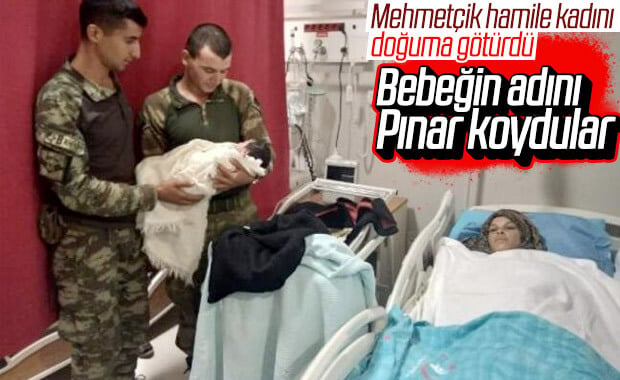 Türk askeri Suriyeli hamile kadını hastaneye yetiştirdi