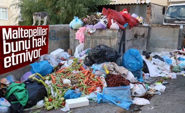 İstanbul Maltepe'de çöp tepeleri oluştu