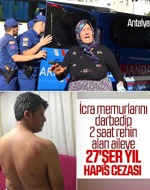 İcra görevlilerini döven anne ve 2 oğluna hapis cezası